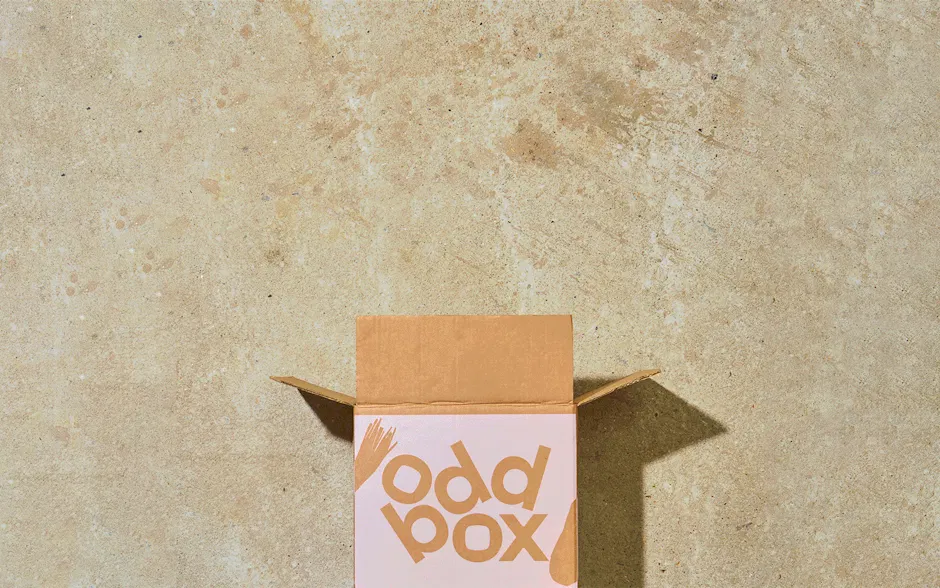 A gif of fruit and veg coming out of an Oddbox