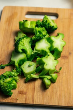 chopped broccoli stalks and florets