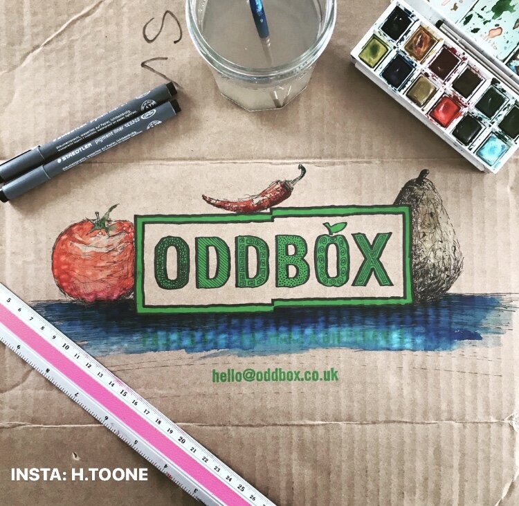 Oddbox logo drawing with paint