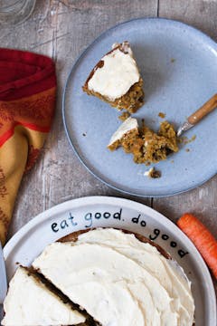 carrot cake and piece of carrot cake served on a plate