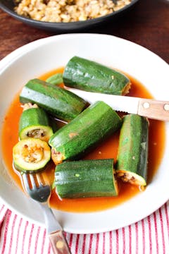stuffed courgettes in plate 