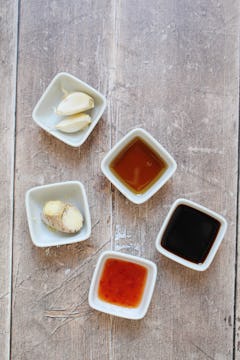 The ingredients for the dipping sauce. 