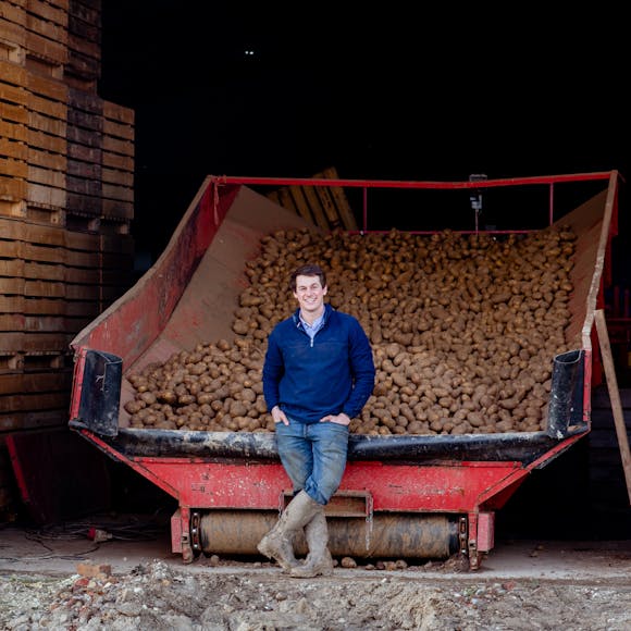 Grower with lots of potatoes