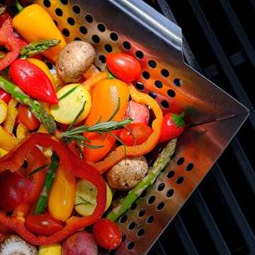 mixed vegetables in an air fryer