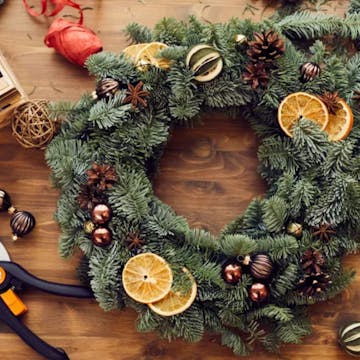 christmas wreath with dried oranges