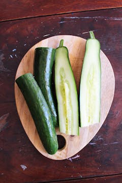 4 halved cucumber