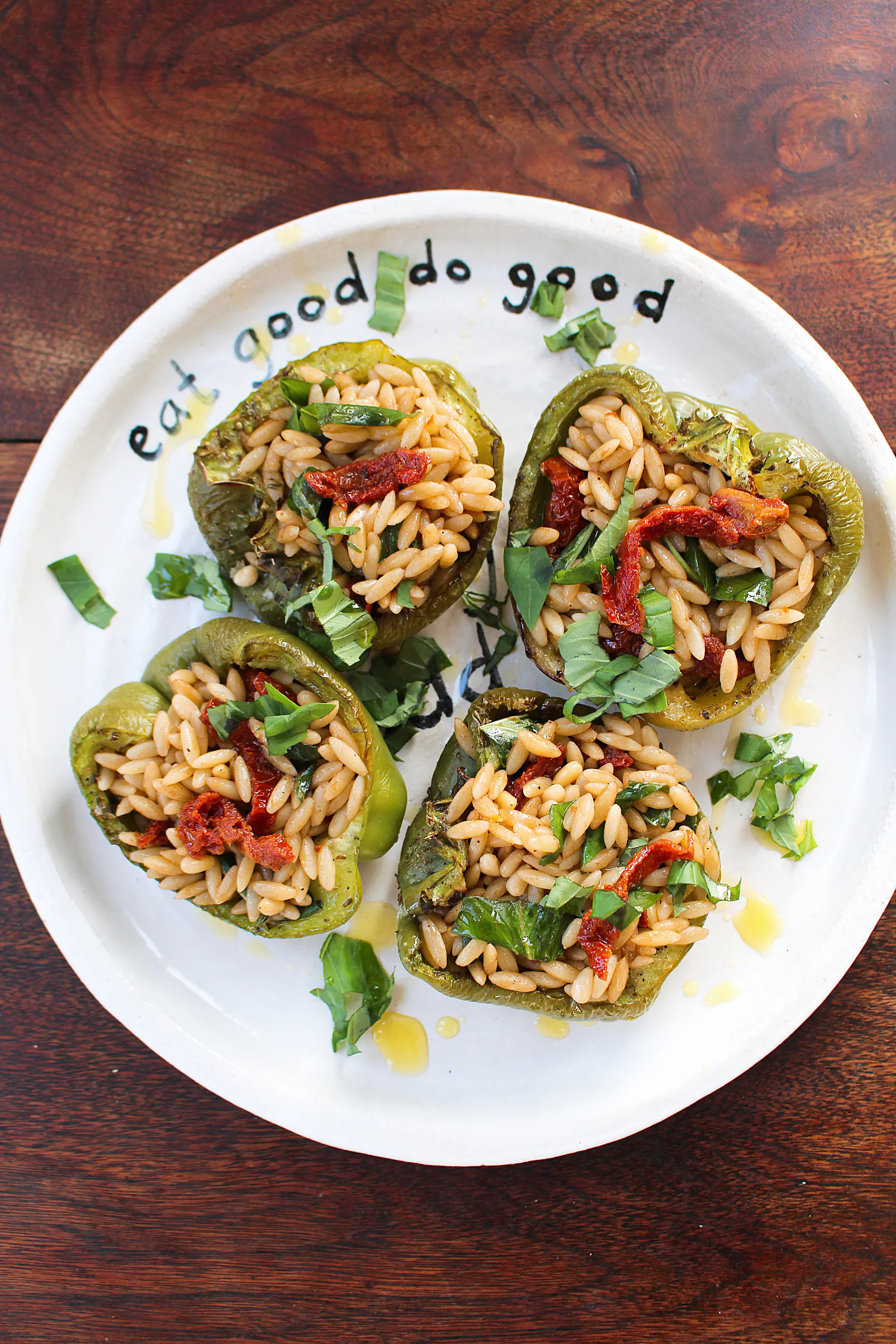 Greek-style Orzo Stuffed Peppers