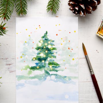 hand painted christmas card