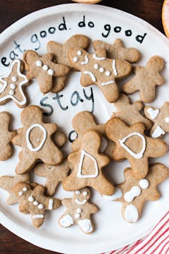 gingerbread cookies on a white plate 