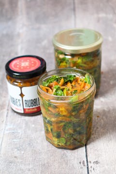 2 jars of preserved kale and Rubies in the Rubble spicy tomato relish
