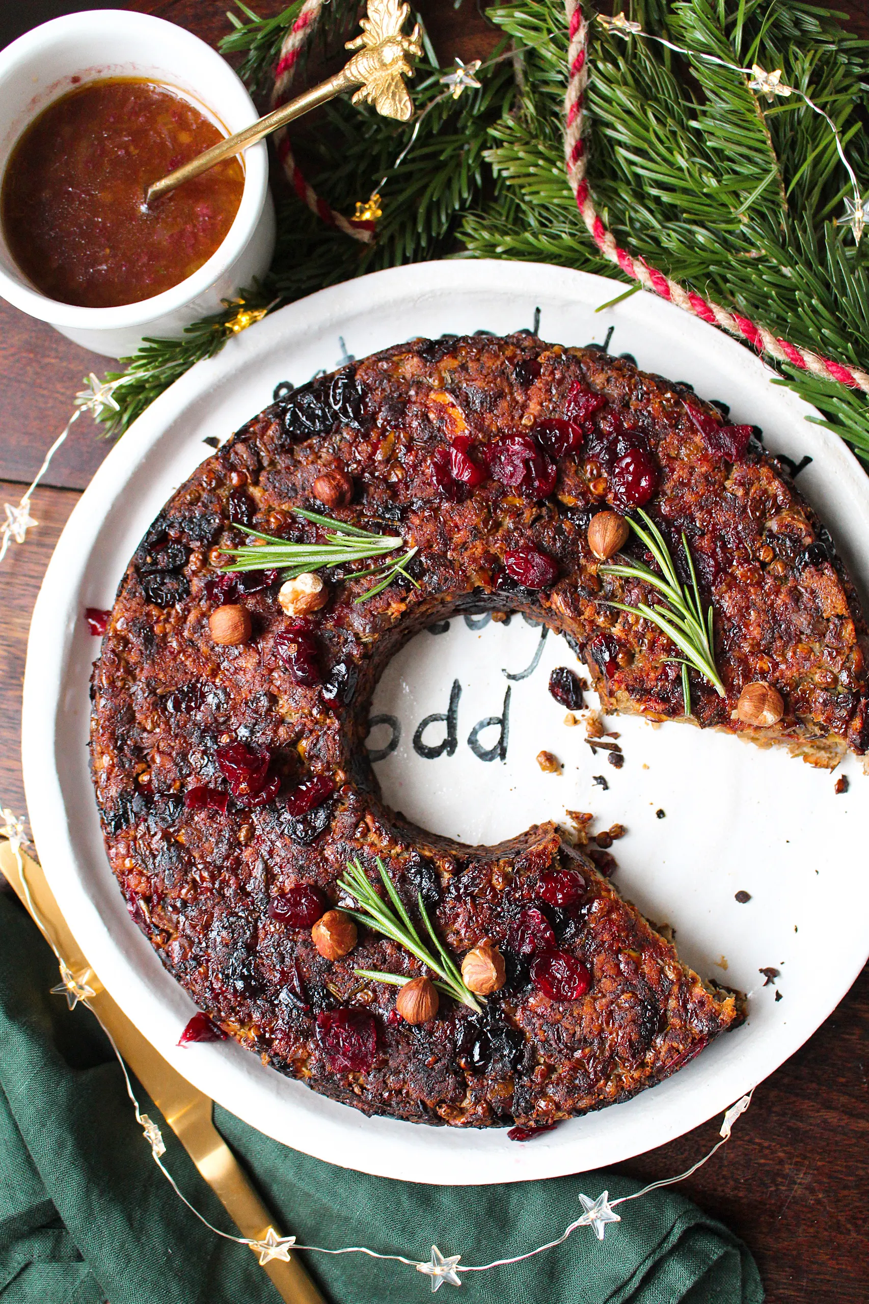 Aubergine Nut Roast with Onion Gravy