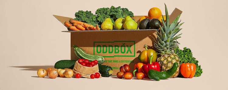 Oddbox extra large veg box filled with a variety of vegetables