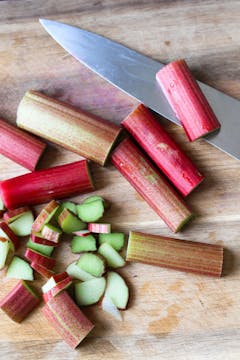 rhubarb on chopping board 