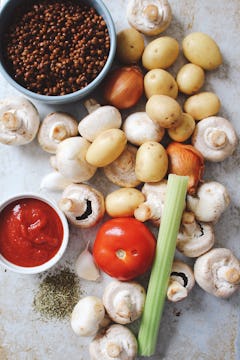 image of potatoes, mushrooms, celery, tomato