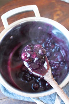 blueberry compote in saucepan