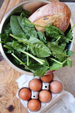 all the ingredients for easter spinach eggs