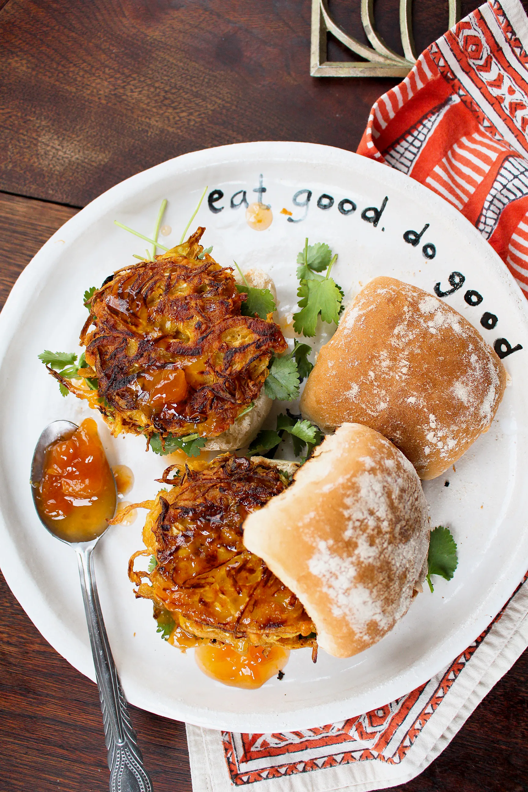 Curried Cabbage & Onion Bhajis Burgers