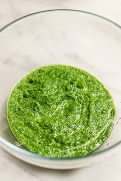 blended spinach and basil along with milk