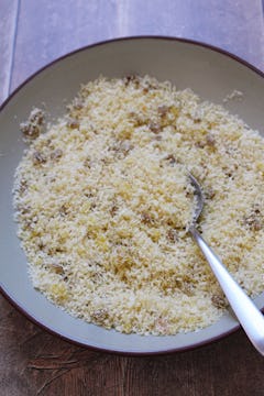 The squash seeds mixed with breadcrumbs to create a topping. 