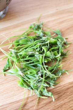 The string parts on podded peas