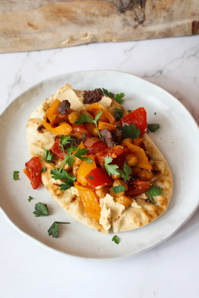 Spiced Chickpea & Roasted Veg Flatbreads