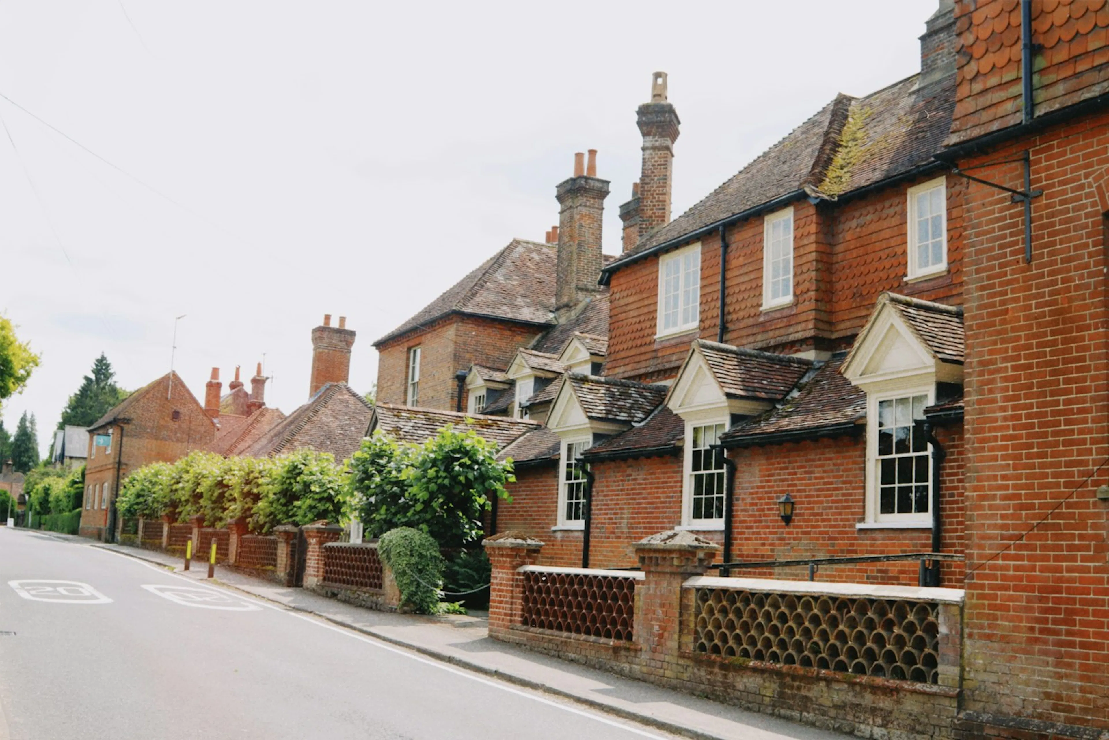 A street of UK houses in an English village