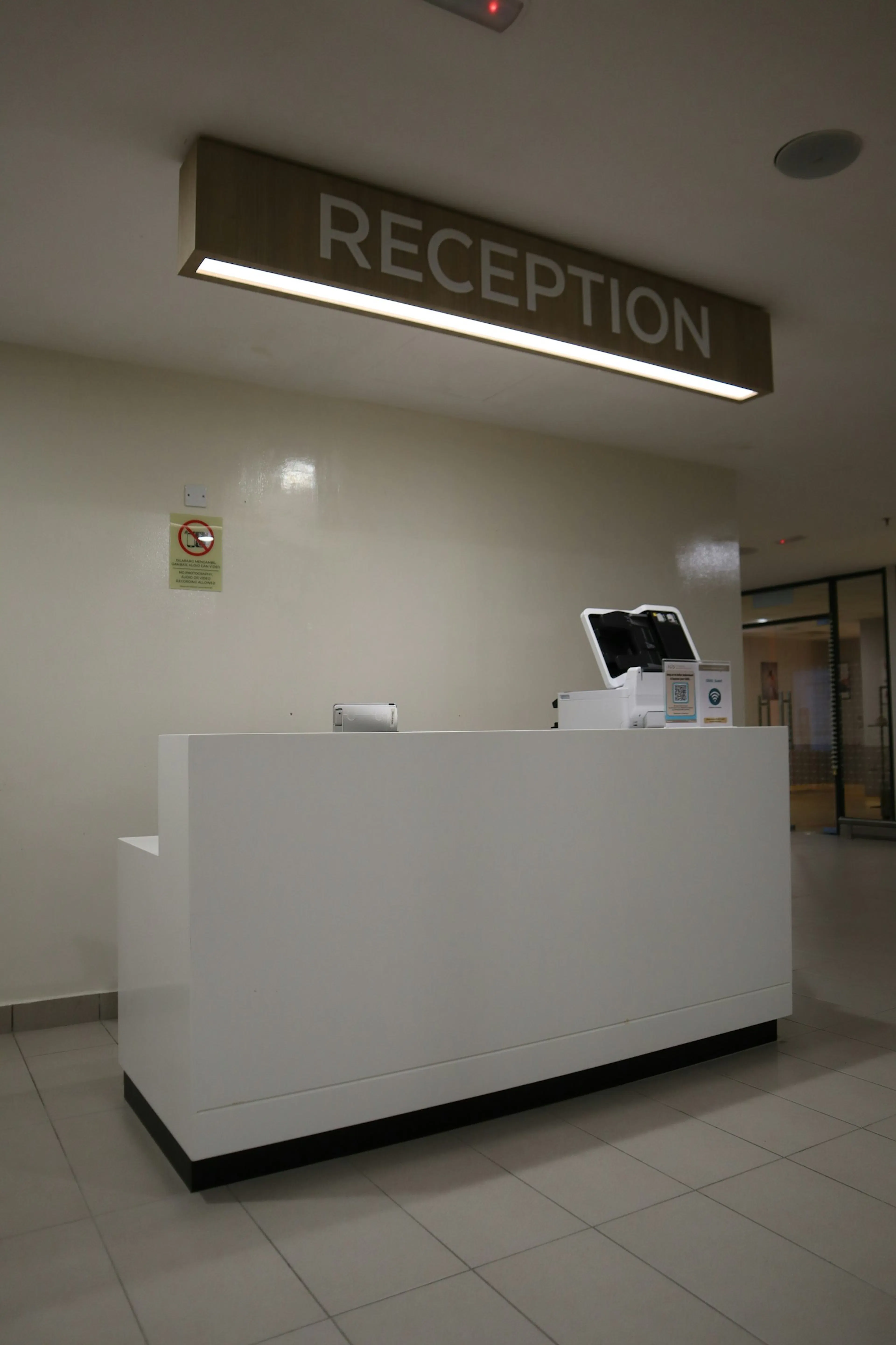 A modern clinic reception desk