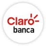 ícone logomarca claro banca com fundo branco e escrito claro de vermelho e banca escrito de preto