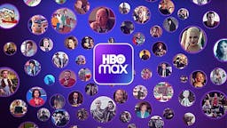Logo HBO MAX com vários rostos de personagens.