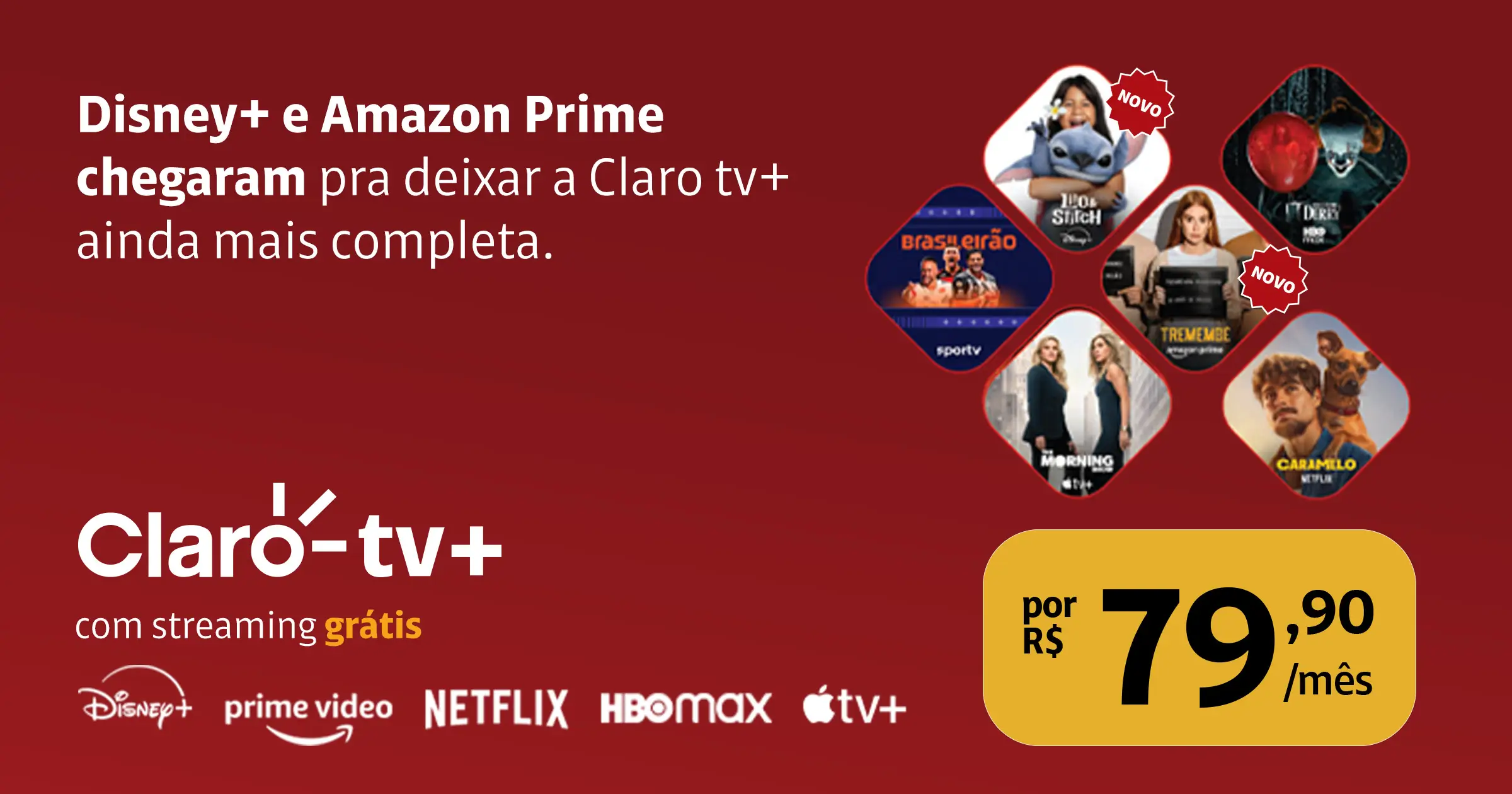 Claro TV: 0800 191 4141 Streamings grátis por R$65,40