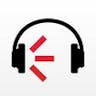 ícone claro música com o desenho de um fone de ouvido preto e três riscos vermelhos do lado esquerdo do fone