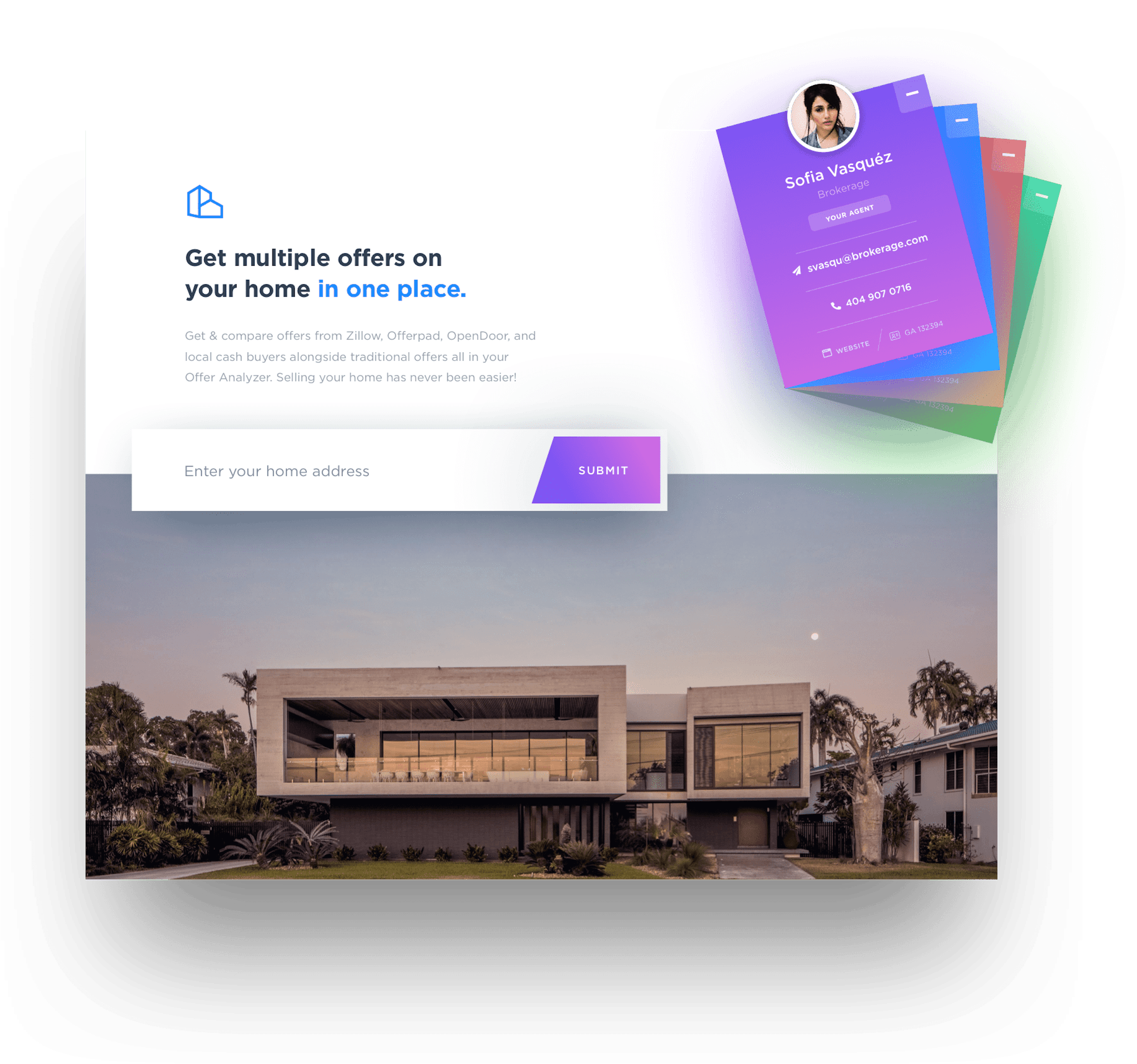 Screenshot of sample OfferBarn agent landing pages