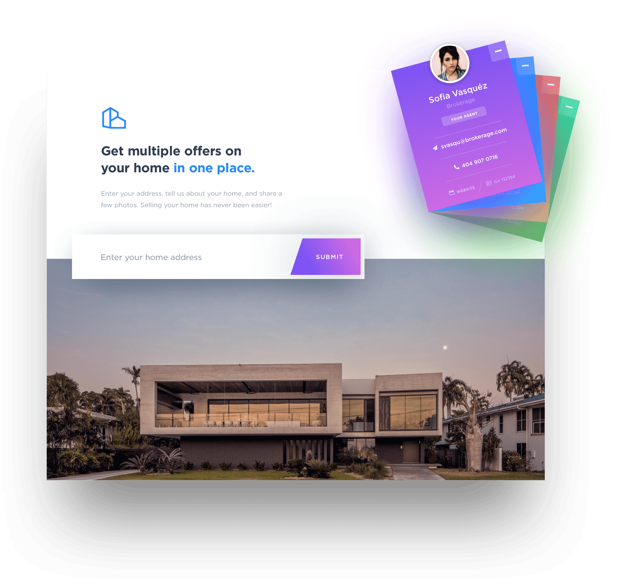 Screenshot of sample OfferBarn agent landing pages
