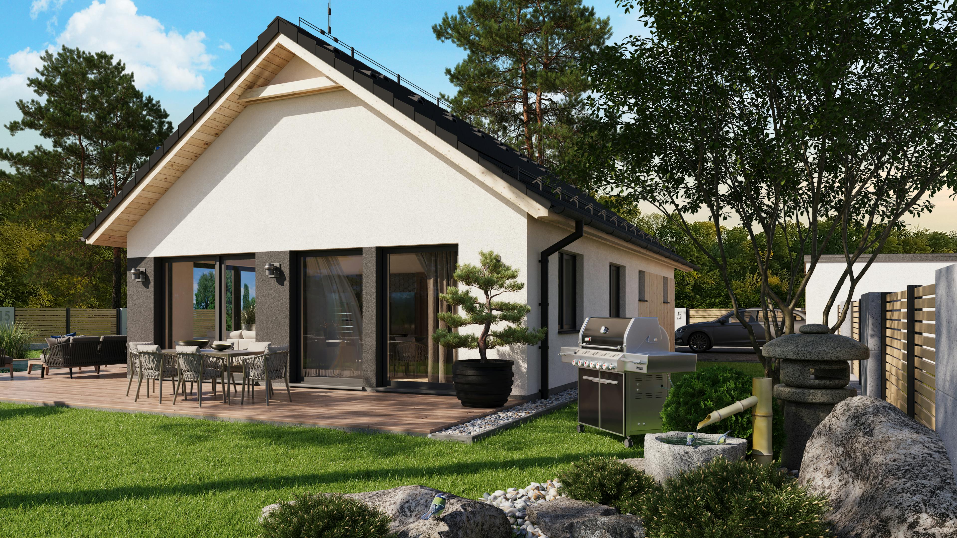 Vizualizace domu se zahradou