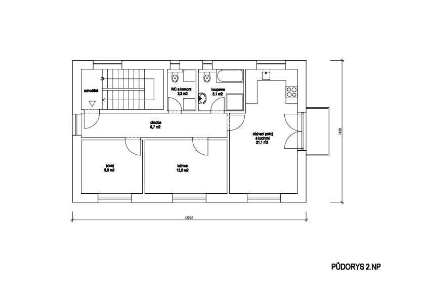 Košíře - Půdorys 2 NP