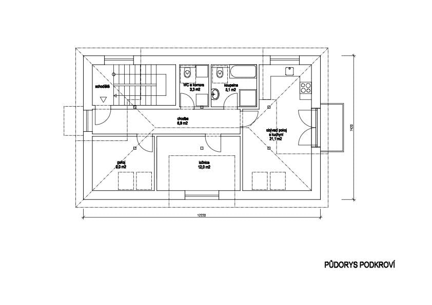 Košíře - Půdorys podkroví