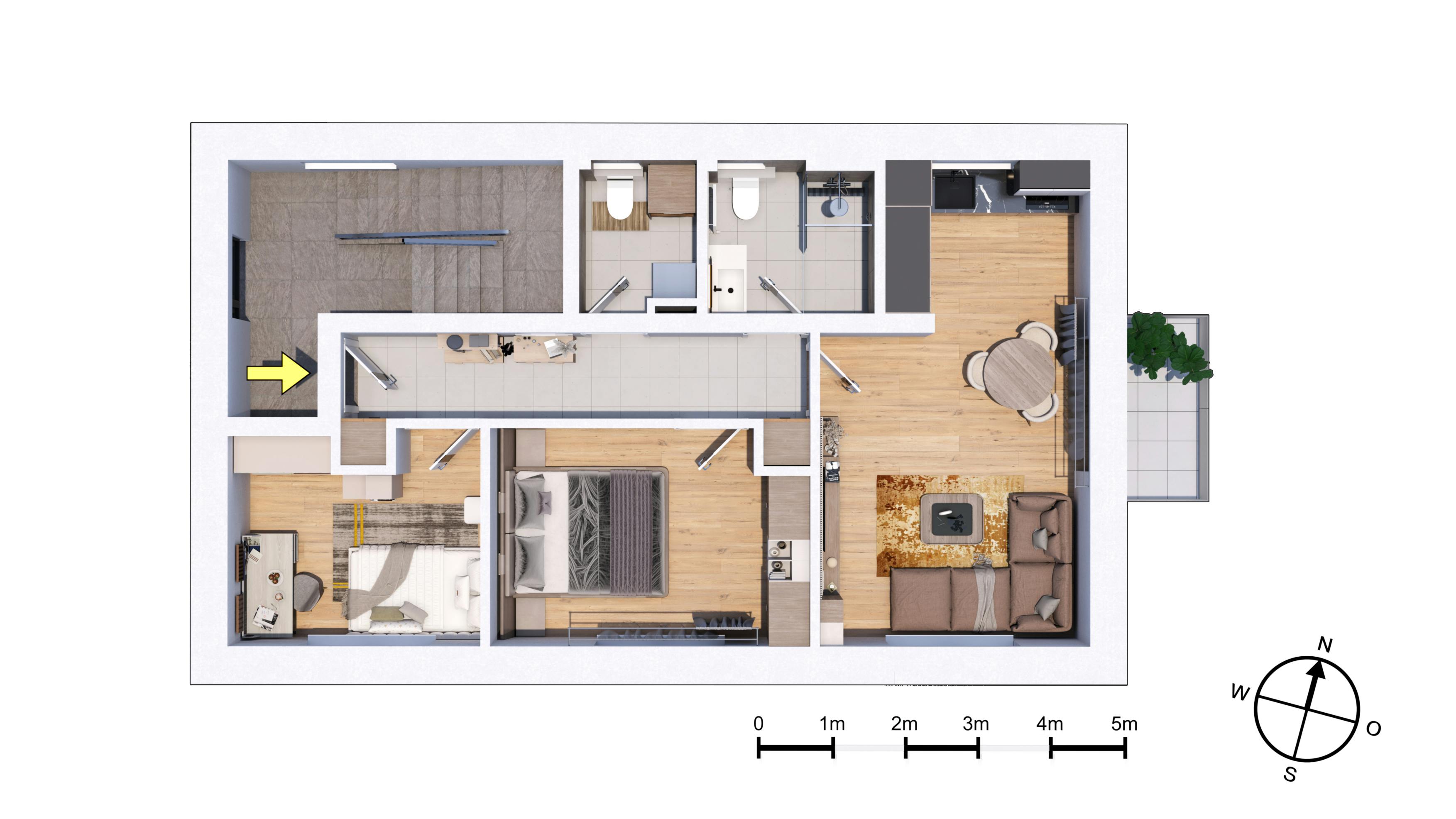 Košíře - Vizualizace 2NP a 3NP
