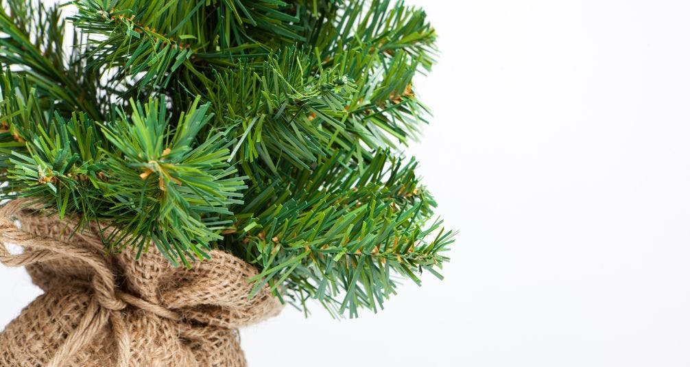 Small artificial xmas tree branches in sack