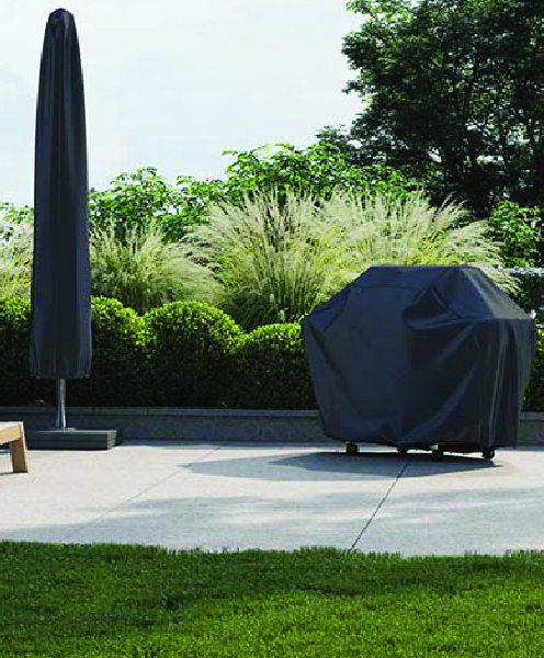 BBQ in paved area with weather protective cover