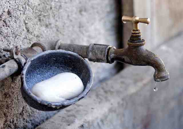 Soap beside outdoor tap