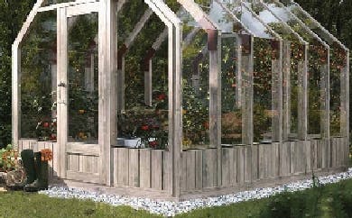Close up of wooden greenhouse door