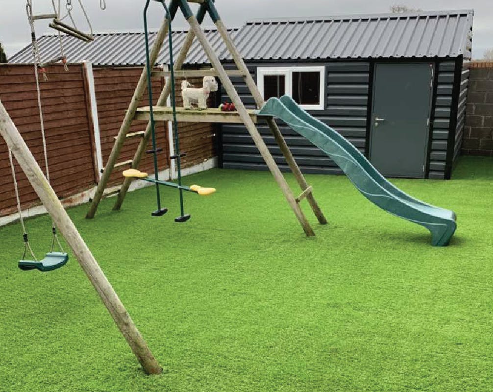 swing and slide on artificial grass