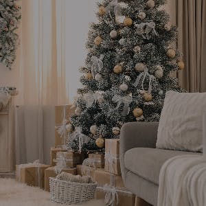 Artificial Christmas Tree in Living Room
