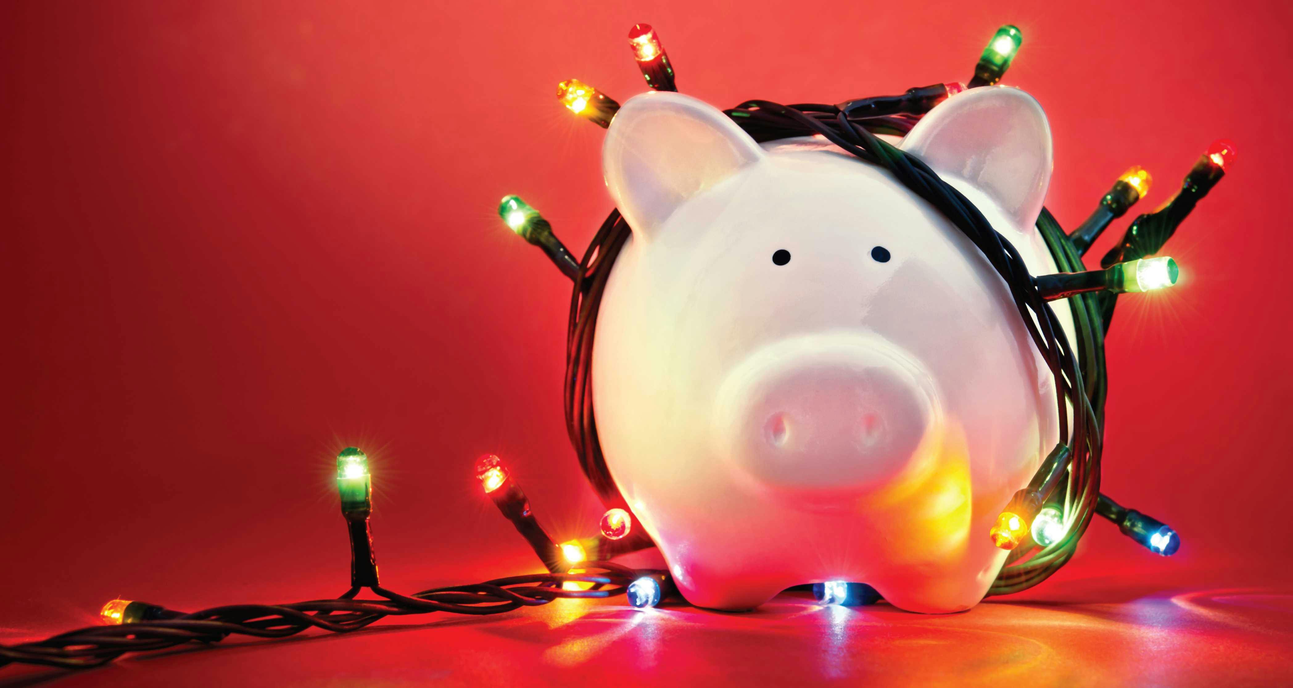 Piggy Box with LED Christmas lights