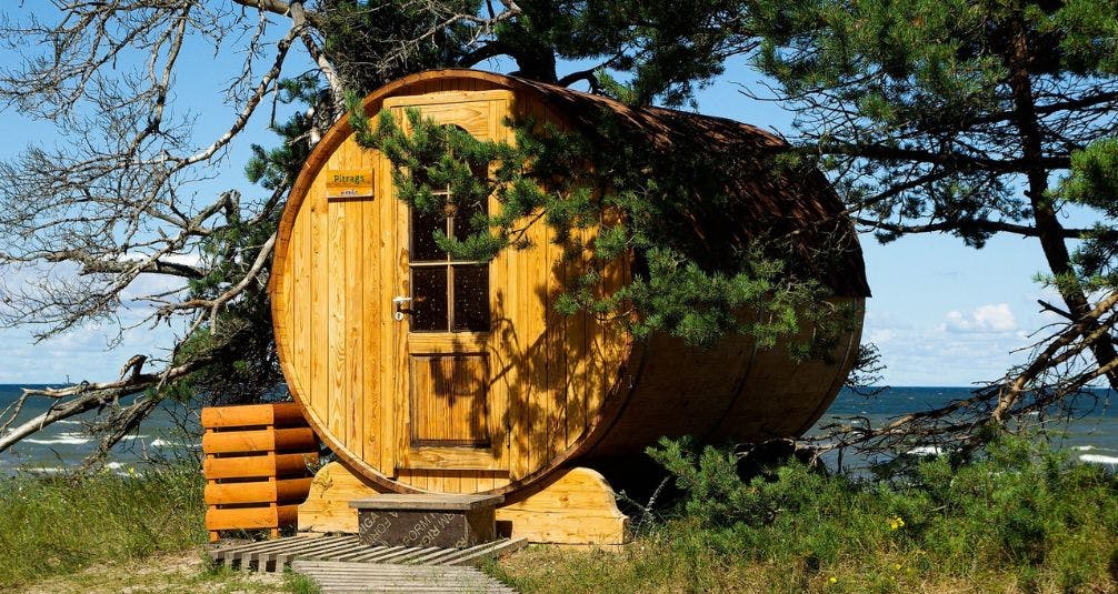 Barrel Sauna on beach