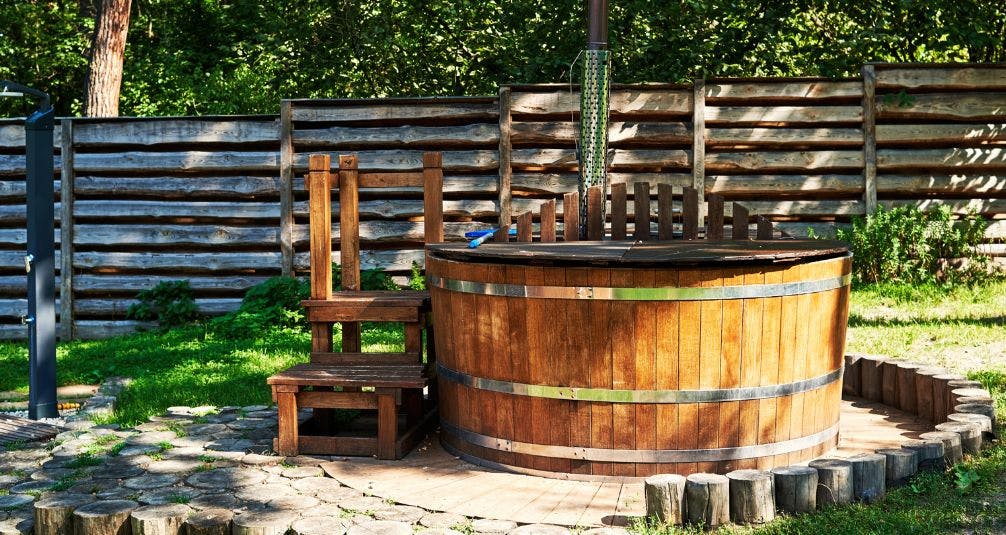 Hot tub in garden