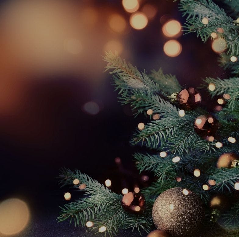 Close up of Pre-Lit Christmas Tree