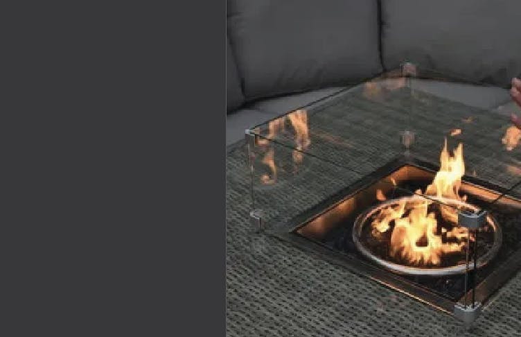 Rattan Gas Fire Pit Table