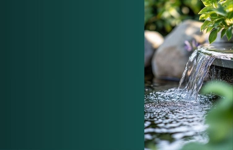 Solar Powered Water Features Close up to Water