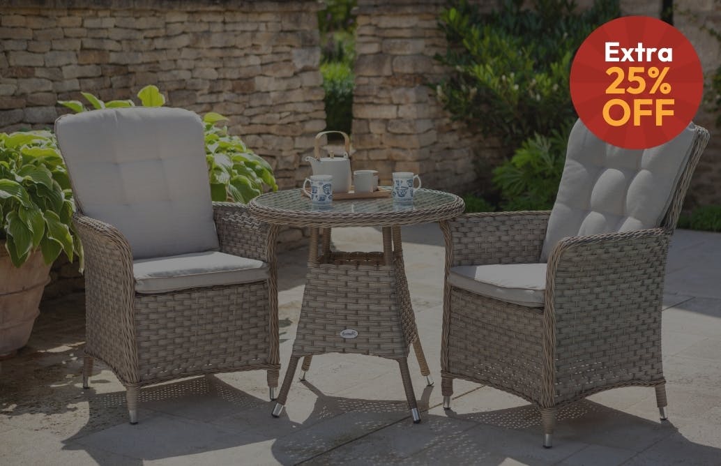 Rattan Garden Bistro Set 2 Seater with Cushions